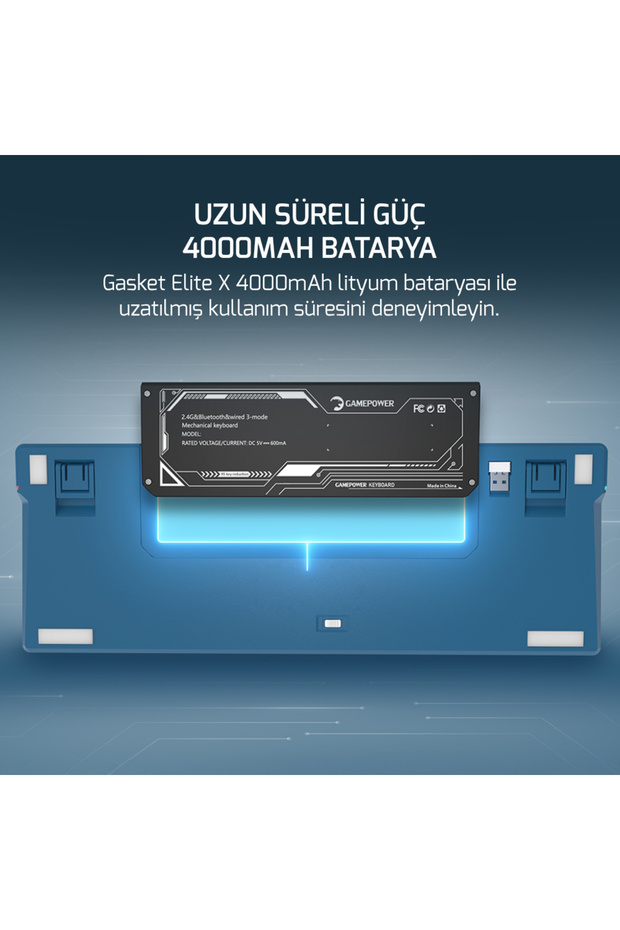 Gasket Elite X RGB Wireless/Bluetooth/Kablolu Mekanik Hot-Swap Yağlı Switch Gasket Gaming Klavye - 8