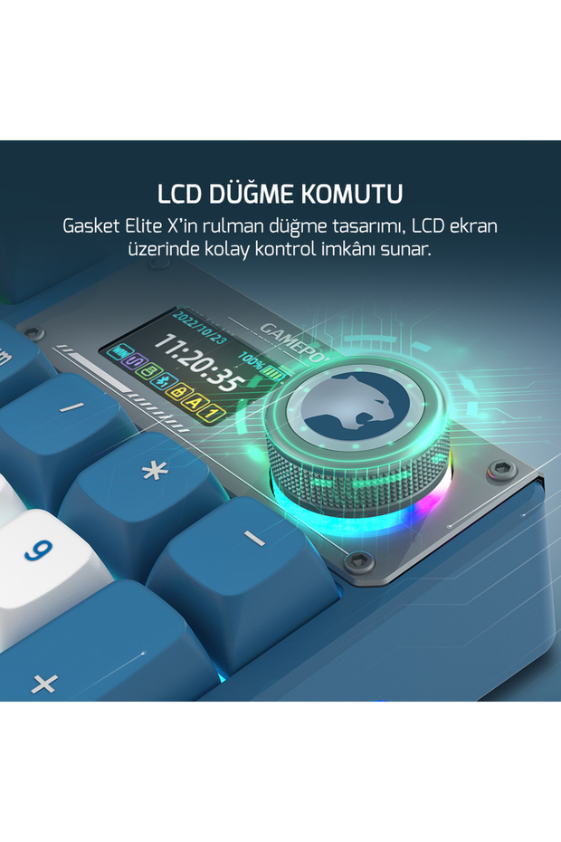 Gasket Elite X RGB Wireless/Bluetooth/Kablolu Mekanik Hot-Swap Yağlı Switch Gasket Gaming Klavye - 10