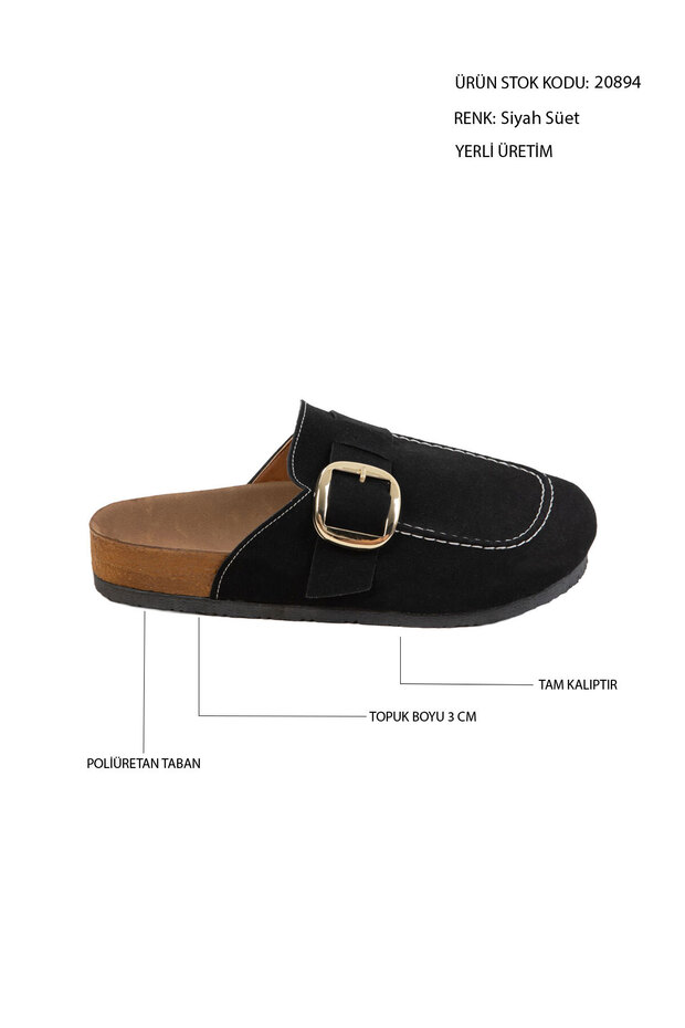 Black Suede Women's Slippers 20894
