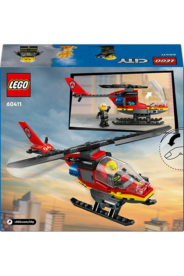 ® City İtfaiye Kurtarma Helikopteri 60411 - 5+ Çocuklar için Yaratıcı Oyuncak Yapım Seti (85 P) - 5