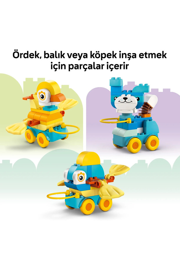 ® DUPLO® Kasabası 3’ü 1 Arada Tekerlekli Hayvanlar 10448 - 2+ Eğitici Oyuncak Yapım Seti (58P) - 10