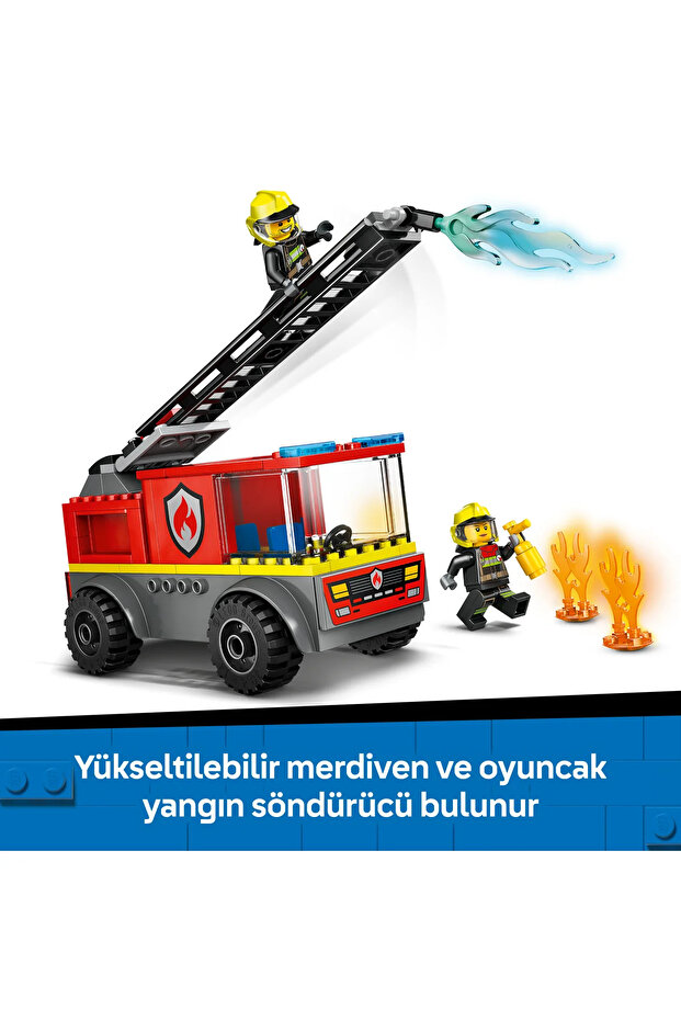 ® City Merdivenli İtfaiye Kamyonu 60463 - 4+ Yaratıcı Oyuncak Yapım Seti (82Parça) - 9
