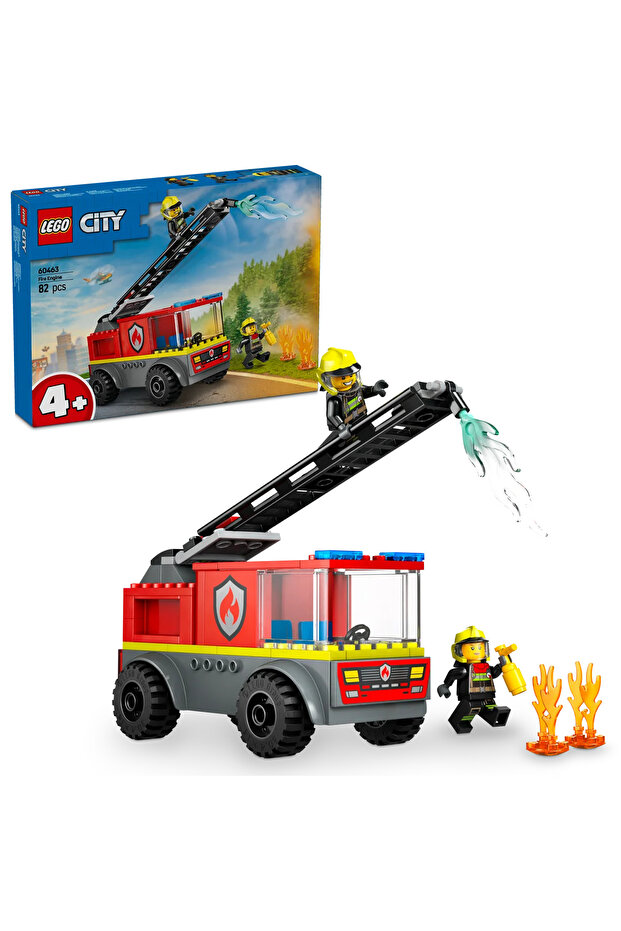 ® City Merdivenli İtfaiye Kamyonu 60463 - 4+ Yaratıcı Oyuncak Yapım Seti (82Parça) - 1