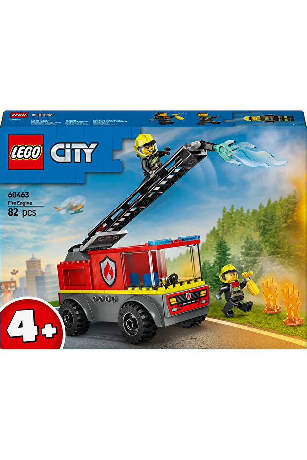 ® City Merdivenli İtfaiye Kamyonu 60463 - 4+ Yaratıcı Oyuncak Yapım Seti (82Parça) - 4