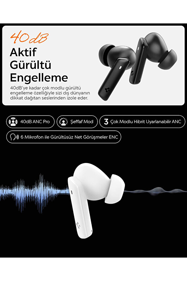 Audio TWS P20 Bluetooth Kablosuz Kulaklık ANC Pro Aktif Gürültü Engelleme 30 Saat Pil Beyaz ASD07964 - 5