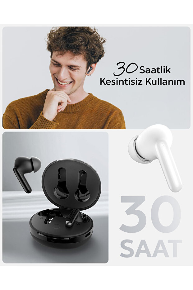 Audio TWS S10 Bluetooth Kablosuz Kulaklık ANC Aktif Gürültü Engelleme 30 Saat Pil Beyaz - ASD07962 - 8