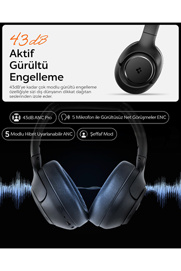 Audio Kulak Üstü P10 Bluetooth Kablosuz Kulaklık ANCPro Aktif Gürültü Engelleme 60 Saat Pil ASD09691 - 6
