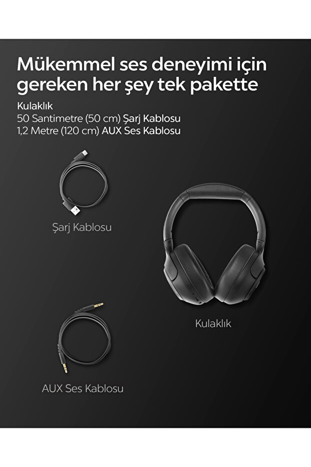 Audio Kulak Üstü P10 Bluetooth Kablosuz Kulaklık ANCPro Aktif Gürültü Engelleme 60 Saat Pil ASD09691 - 4
