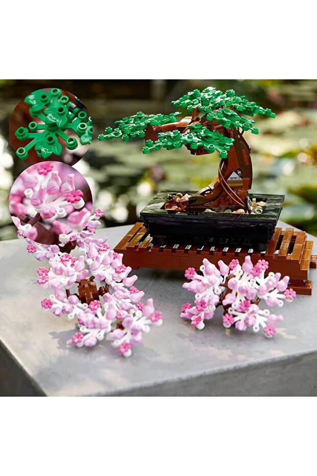 ® Botanicals Bonsai Ağacı 10281 – Yetişkinler için Yapay Çiçek Modeli Yapım Seti (878 Parça) - 10