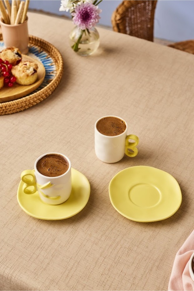 Ribbon 2 Kişilik Kahve Fincanı 110 ml Sarı - 4