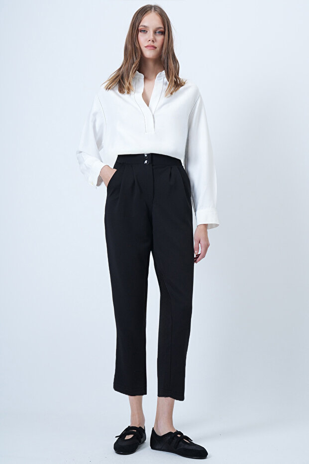 Black High Waist Carrot Pants Alc-X11148