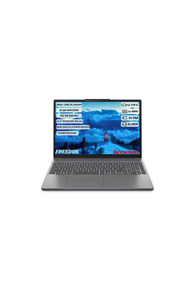 IdeaPad Slim3 Intel Core i5-13420H 16GB 512GB SSD 15.3" WUXGA FreeDOS Dizüstü Bilgisayar 83K1003MTR - 1