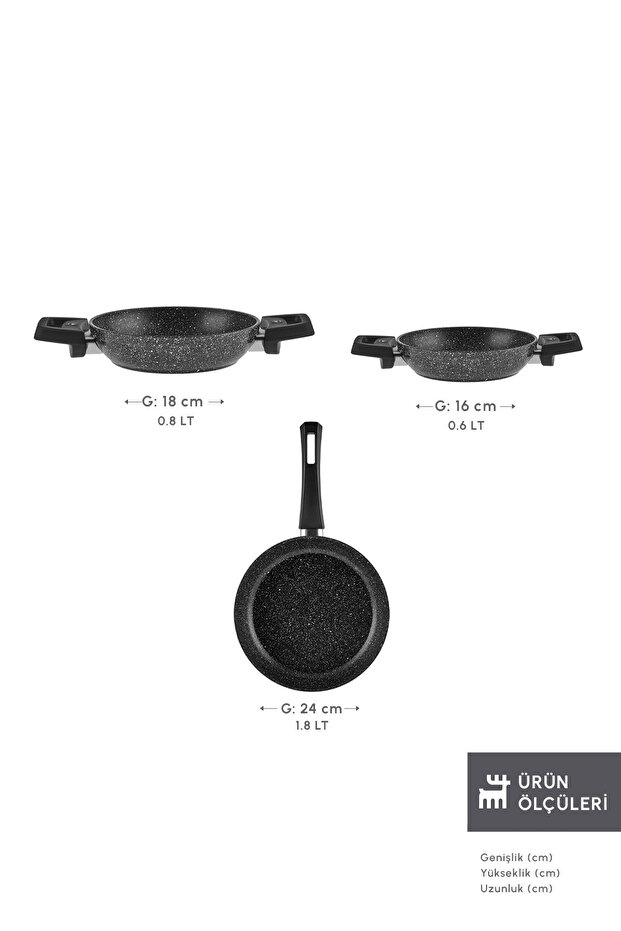 Bio Granit Dide 3'lü Tava Sahan Seti - 2