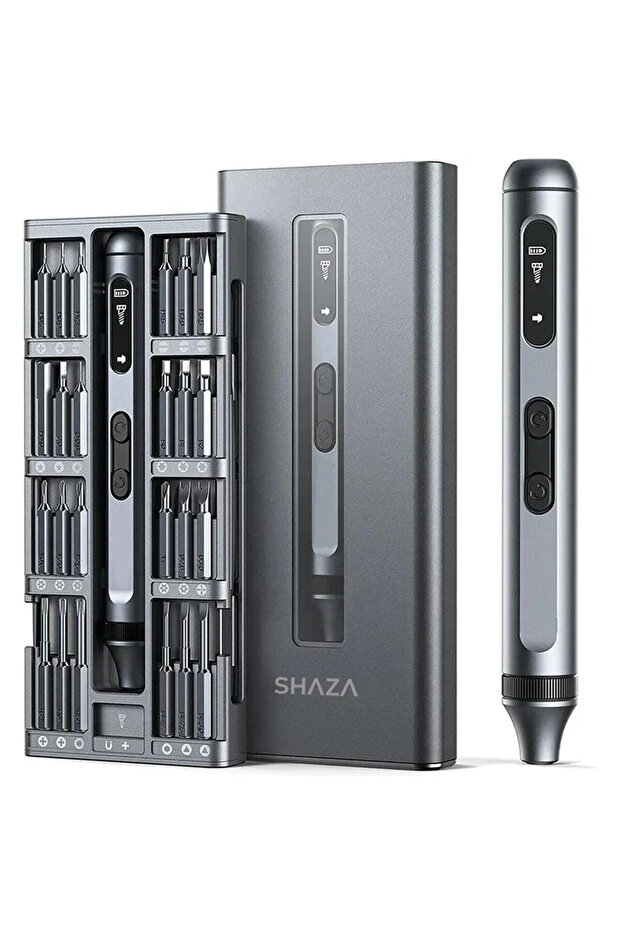 50 Parça Şarjlı Hassas Tornavida Seti – Led Işıklı, Mıknatıslı Alüminyum Kasa, Type-c, Telefon - 4