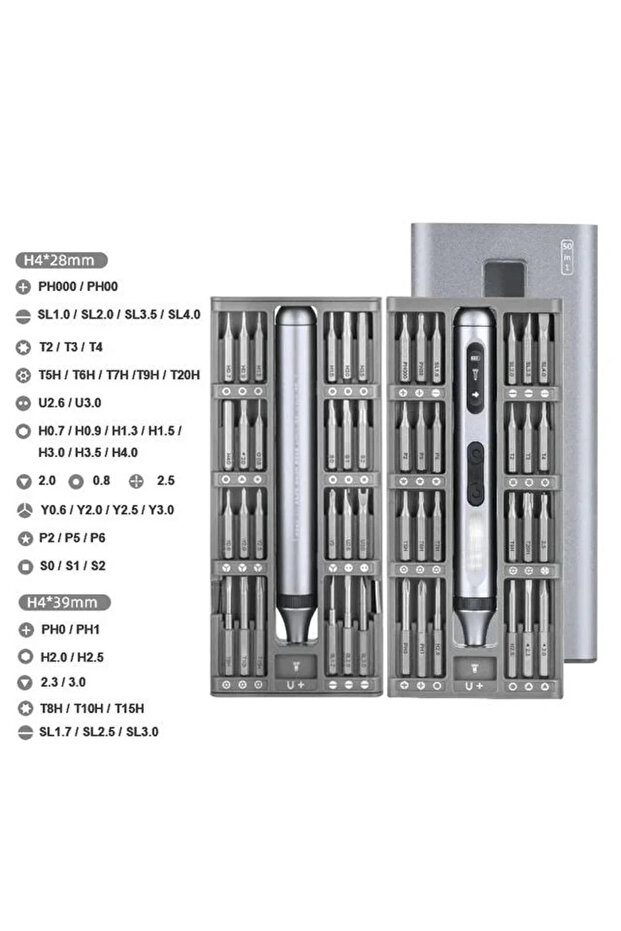 50 Parça Şarjlı Hassas Tornavida Seti – Led Işıklı, Mıknatıslı Alüminyum Kasa, Type-c, Telefon - 5