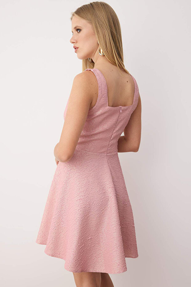 Pembe A Kesim Jakar Mini Şık Gece Mezuniyet Elbisesi TPRSS25EL00311 - 4