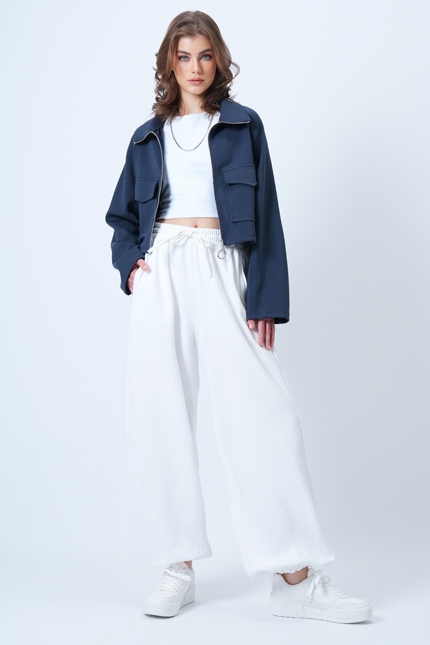 Beyaz Oversize Jogger Eşofman Altı ALC-X14610 - 1