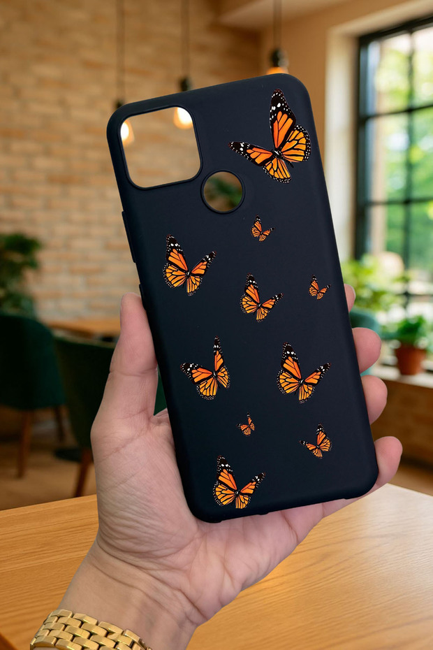 Realme c25 - butterfly patterned silicone shock absorbing classic protected rubber case