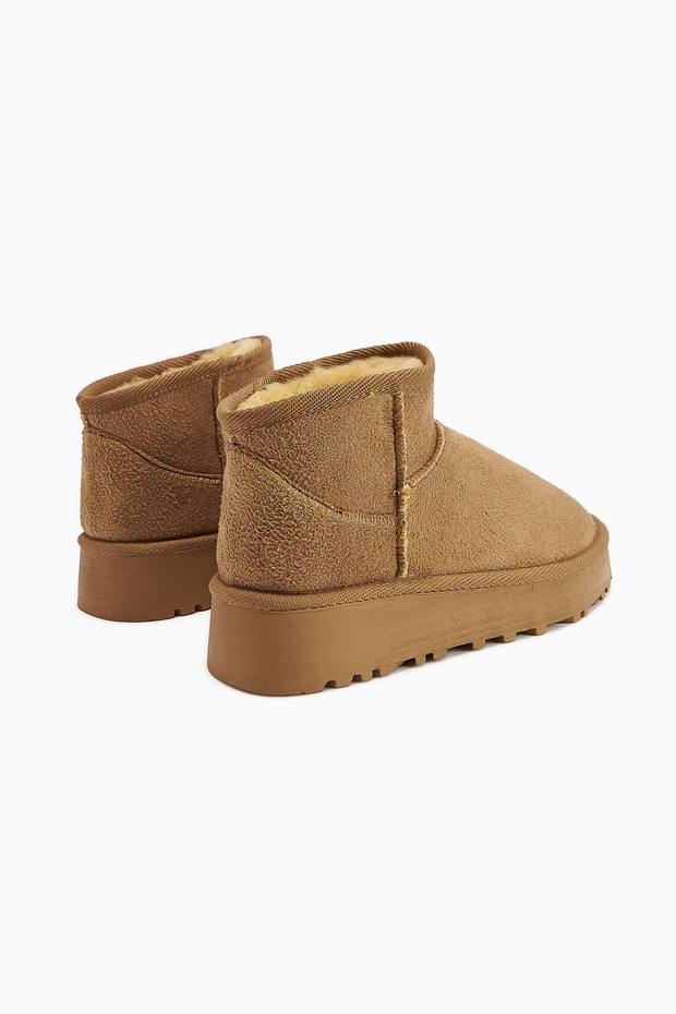 Teel Içi Kürklü Mini Süet Kışlık Taban Bot & Bootie - 4