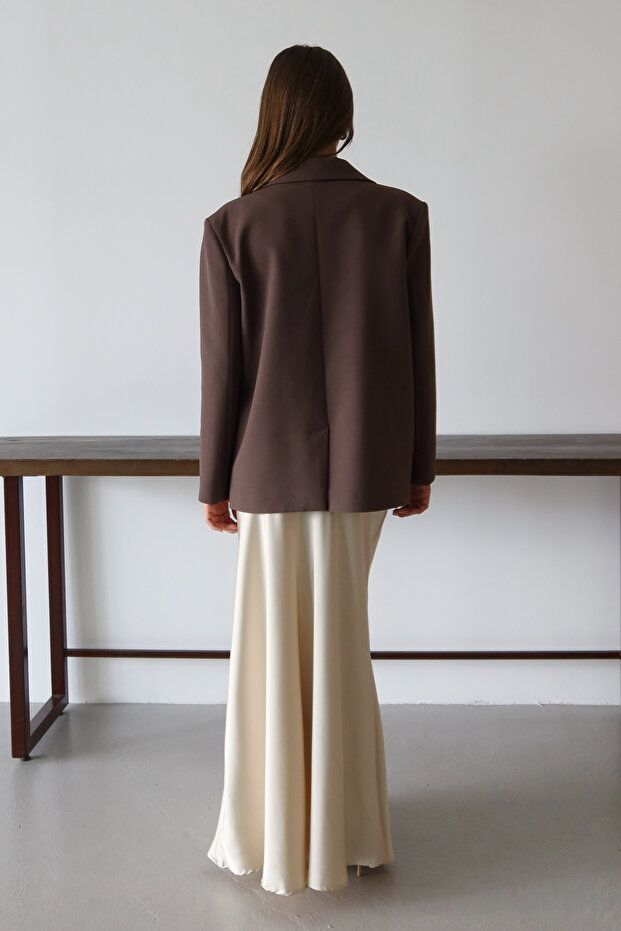 Kahverengi Normal/Regular Kalıp Dokuma Blazer Ceket TWOAW26BC00040 - 4
