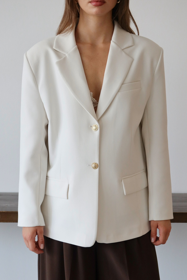 Beyaz Normal/Regular Kalıp Dokuma Blazer Ceket TWOAW26BC00040 - 2