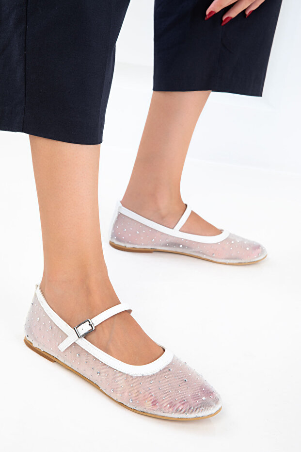 White Women's Ballerinas 20472