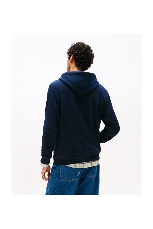 Men Dark Night Navy Multi Regular Fit Linear Logo Pullover Hoodie - 3