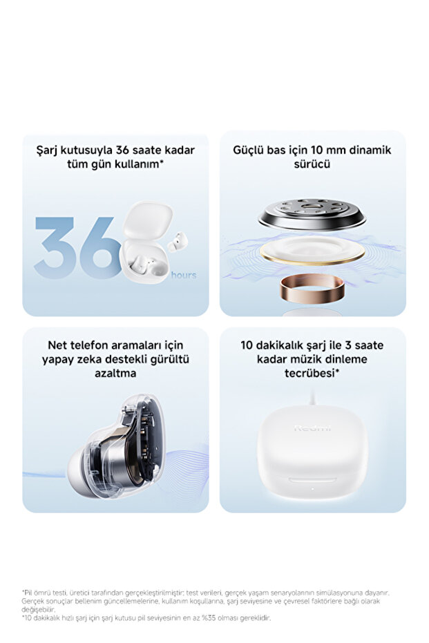 Redmi Buds 6 Play Beyaz Kulakiçi Kulaklık- Gürültü Engelleme BT 5.4 TWS (Xiaomi TR Garantili) - 4