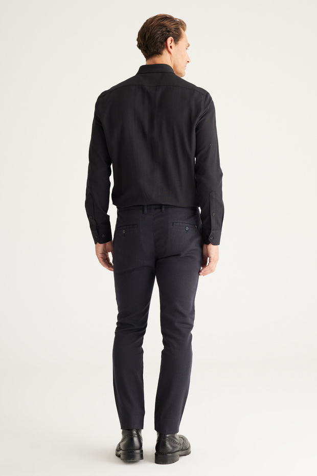 Erkek Antrasit Slim Fit Dar Kesim Yan Cepli Pamuklu Esnek Pantolon - 7