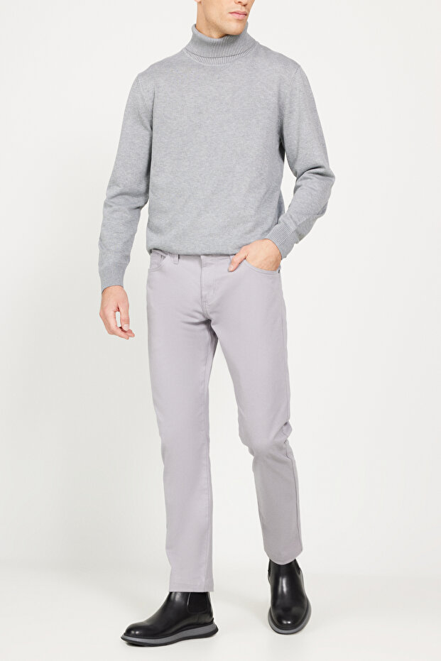 Men's Stone Slim Fit Slim Fit 5 Pocket Cotton Stretchy Trousers