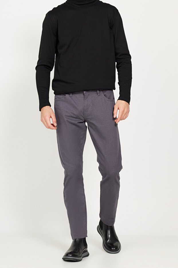 Men's Anthracite Slim Fit Slim Fit 5 Pocket Cotton Flexible Trousers