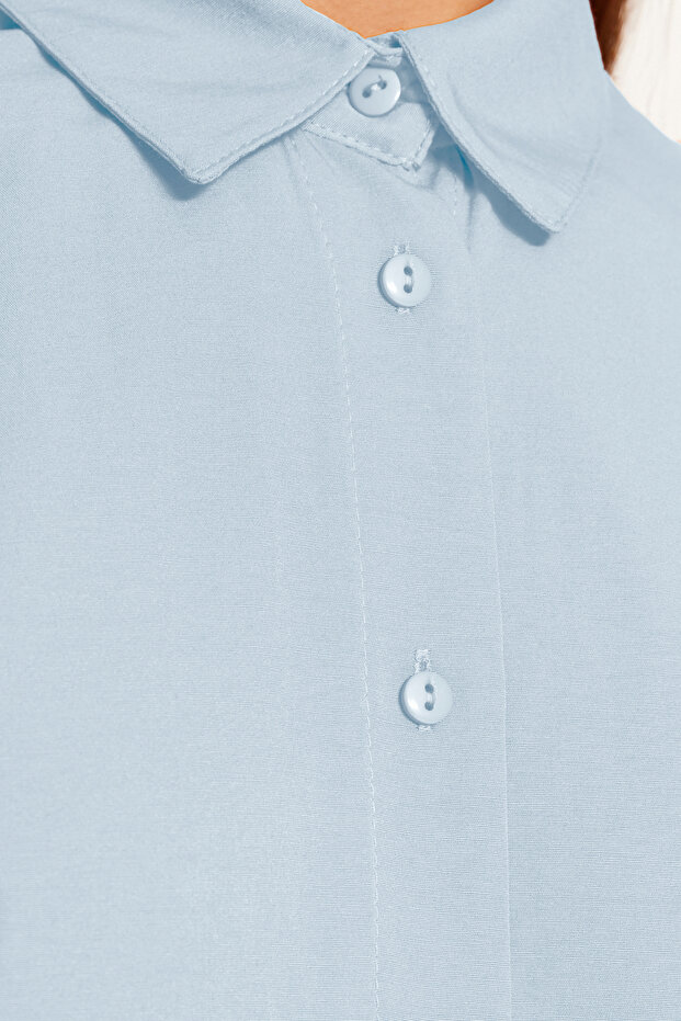 Jasnoniebieska bawełniana koszula oversize - szeroka, tkana TWOSS22GO0669 - 7