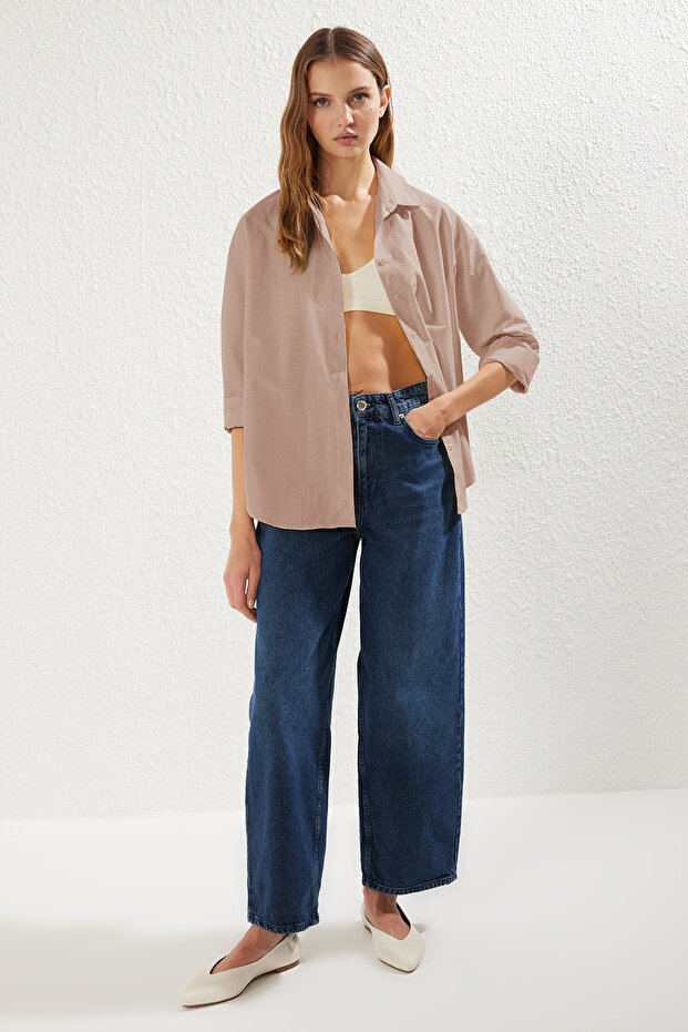 Vizon Loose Fit Pamuklu Dokuma Gömlek TWOAW20GO0107 - 3