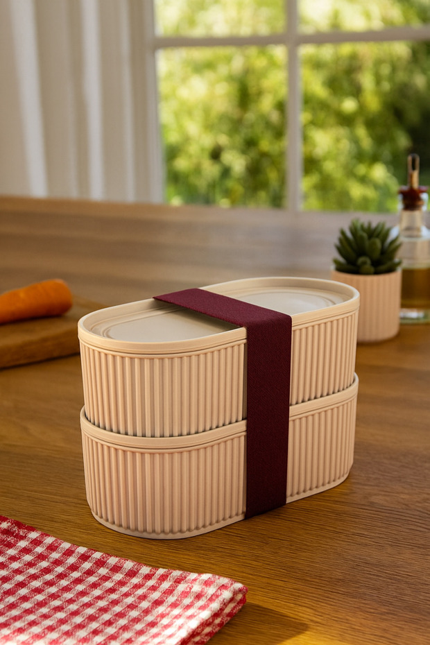 Set of 2 Practical Storage Containers/Lunch Boxes with Elastic Bands 2X(1100 ml) Tphss25Skb00005 - 1