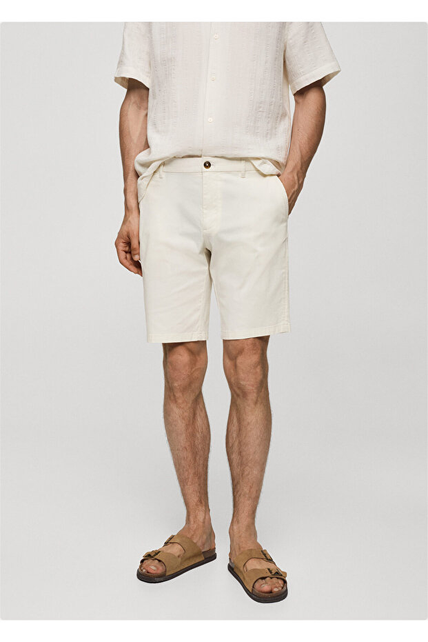 Kırık Beyaz Erkek Şort & Bermuda 77240564 - 10