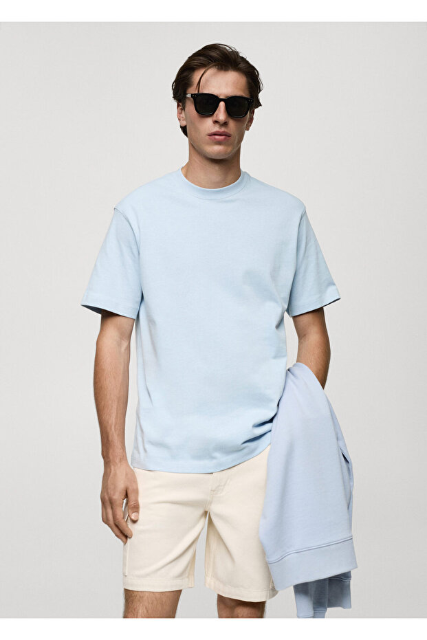 %100 pamuklu rahat kesim basic tişört - 8