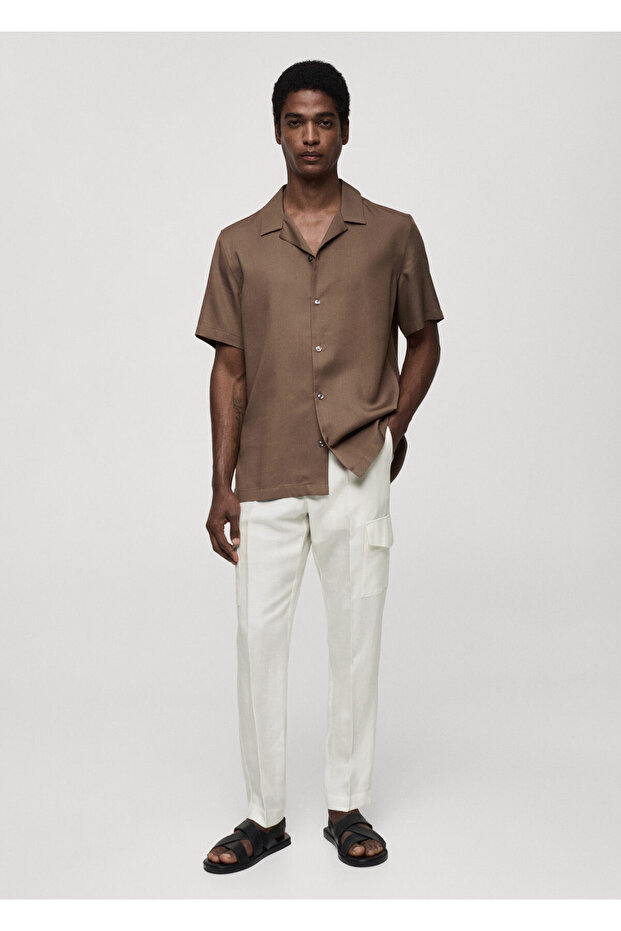 Keten Karışımlı Kargo Pantolon - 8