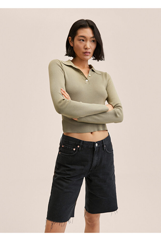 Paçaları Dikişsiz Kot Bermuda Şort - 3