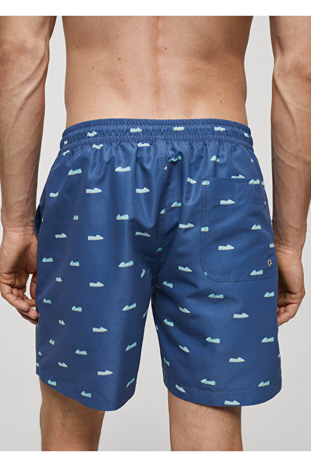 Espadrille Print Drawstring Swimsuit - 7