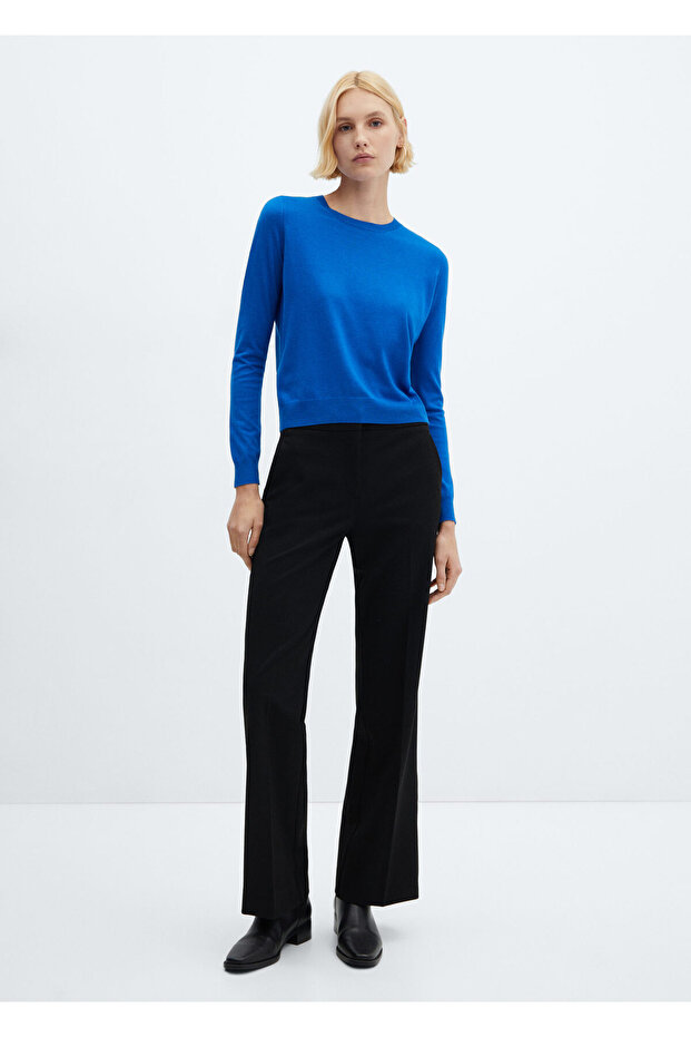 Pamuklu Keten Yuvarlak Yakalı Triko Kazak - 7