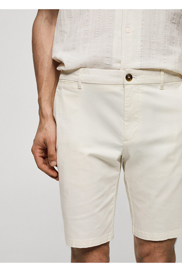 Kırık Beyaz Erkek Şort & Bermuda 77240564 - 4