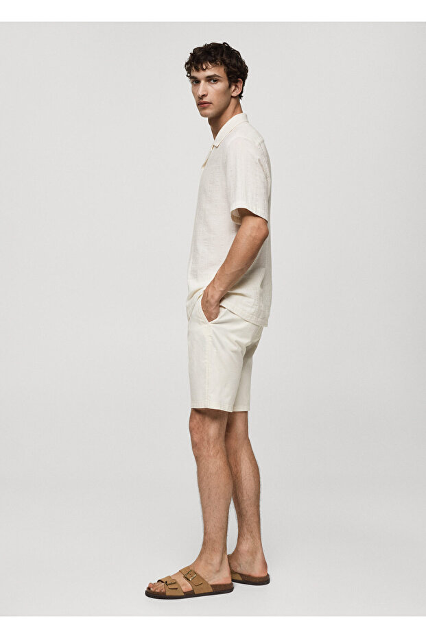 Kırık Beyaz Erkek Şort & Bermuda 77240564 - 5