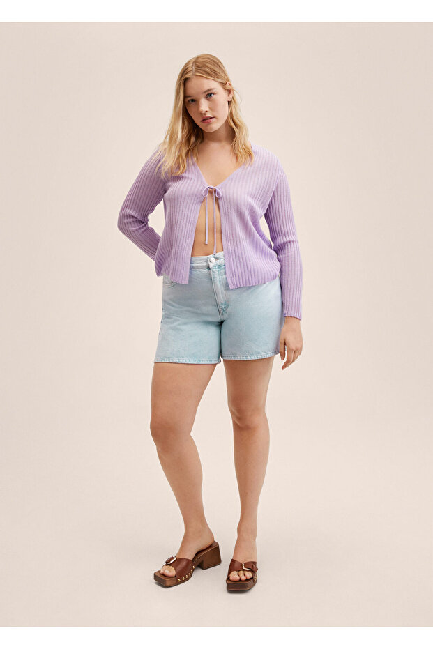 Düz Kesim Kot Şort - 5