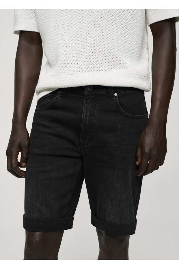 Siyah Denim Erkek Şort & Bermuda 77130579 - 3