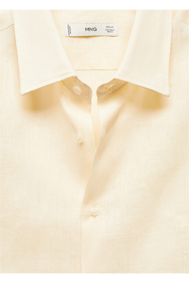 %100 Keten Regular Kesim Gömlek - 6