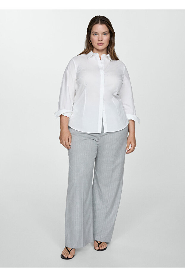 Beyaz Kadın Gömlek 77092004 - 5