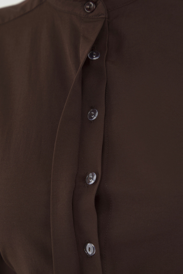 Kahverengi Limited Edition Kravat Detaylı Fitted Gömlek TWOAW26GO00047 - 6