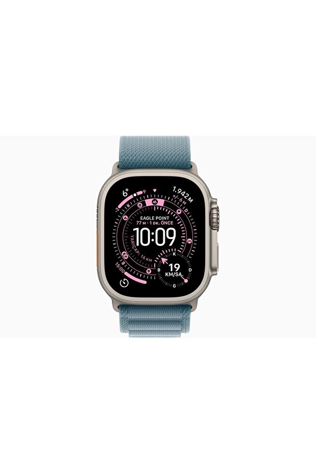 Watch Ultra 3 GPS + Cellular, 49 mm Natürel Titanyum Kasa ve Açık Mavi Alpine Loop - Büyük Boy - 2