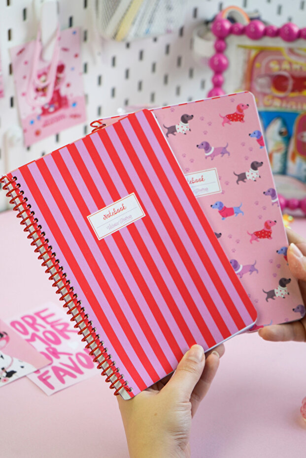 A5 Spiralli Okul Defteri 2’li Set – Çizgili, Soft Touch Kapak - 3