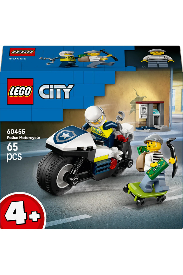 ® City Polis Motosikleti Takibi 60455 - 4+ Çocuklar için Yaratıcı Oyuncak Yapım Seti (65P) - 4